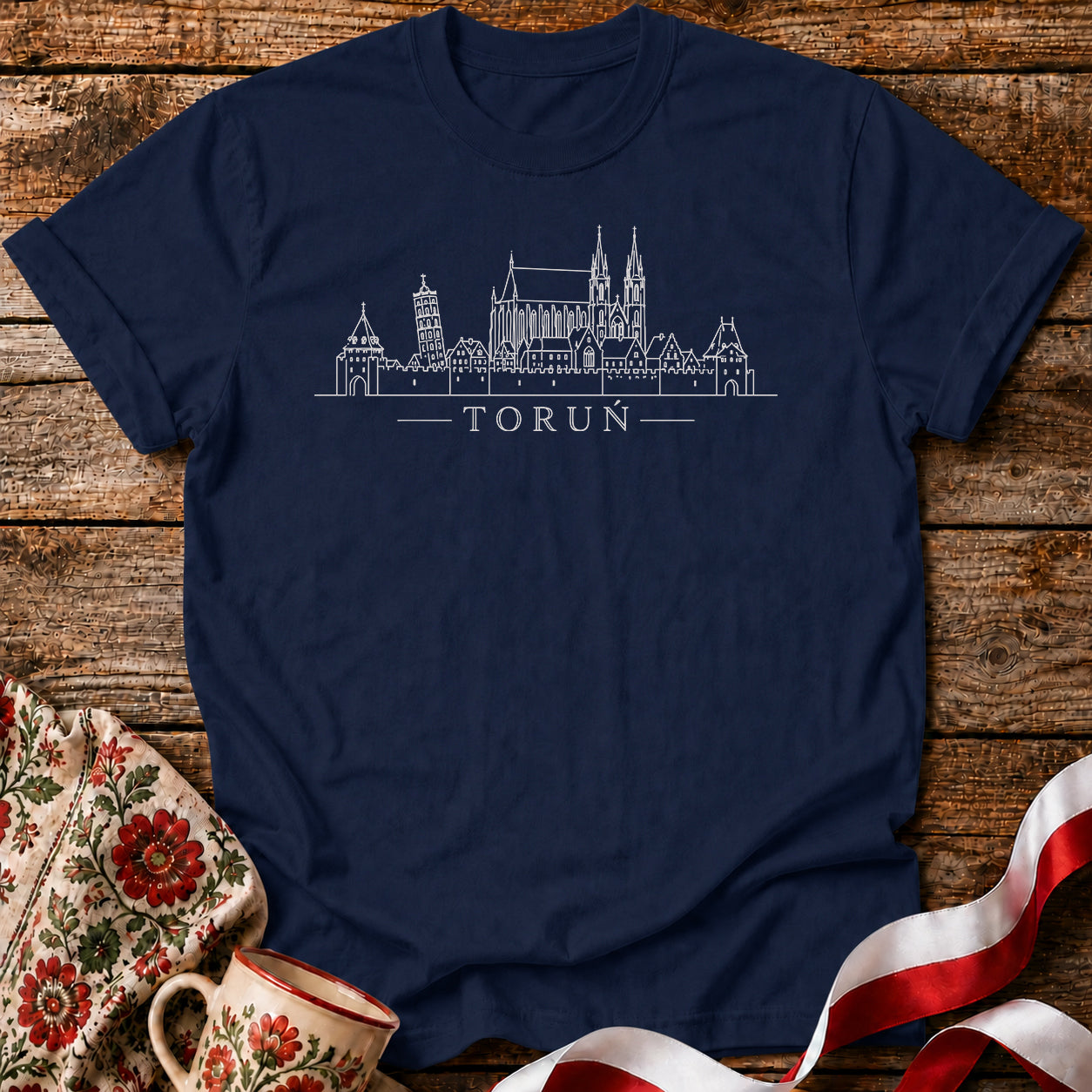 Toruń Minimal Skyline Polish City Unisex T-Shirt