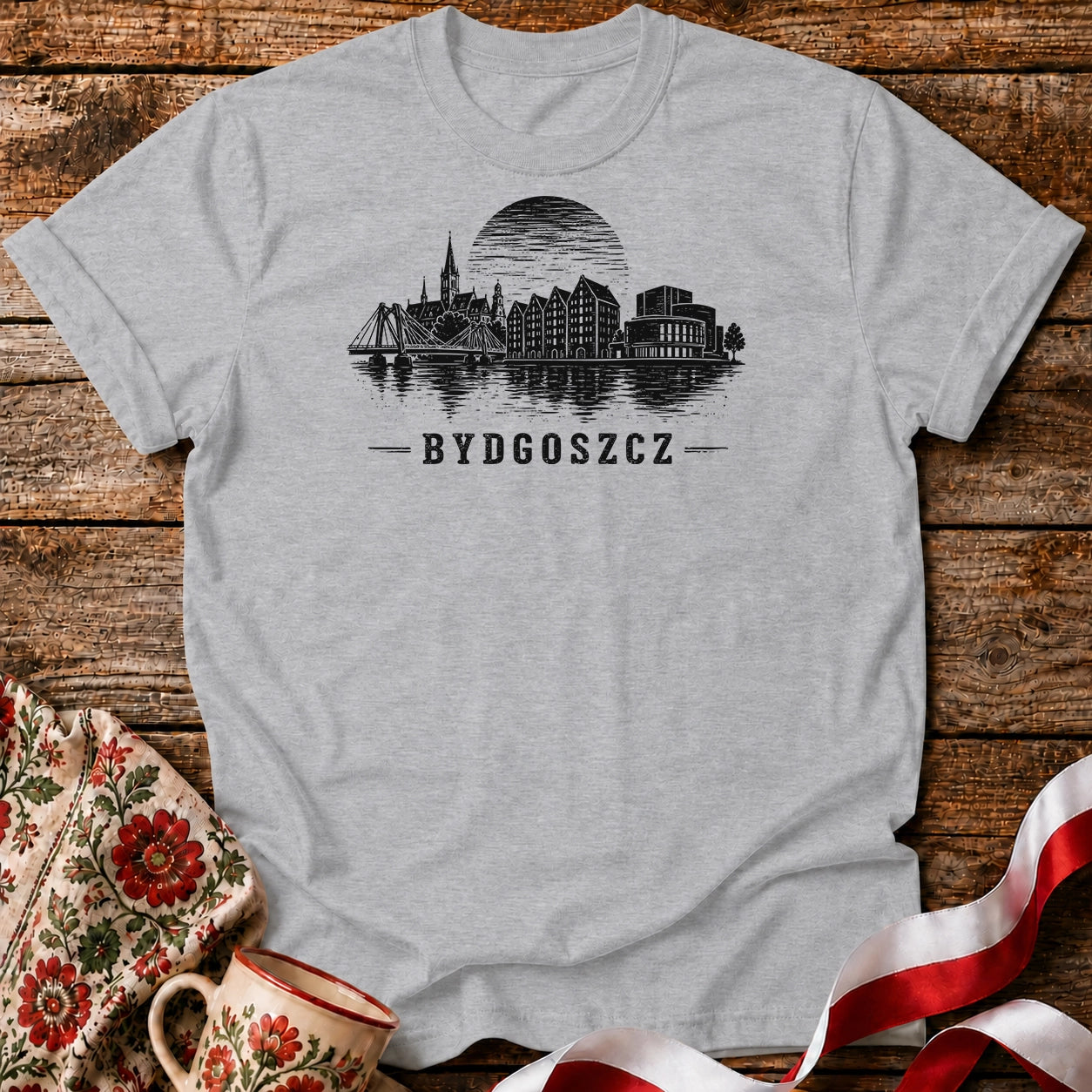 Bydgoszcz Grunge Skyline Polish City Unisex T-Shirt