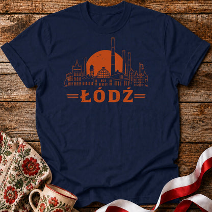 Łódź Sunset Industrial Skyline Polish City Unisex T-Shirt