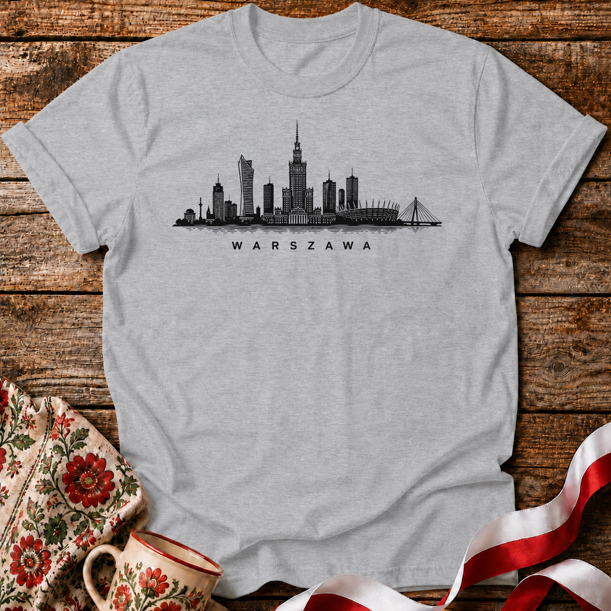 Warszawa Minimal Skyline Polish City Unisex T-Shirt