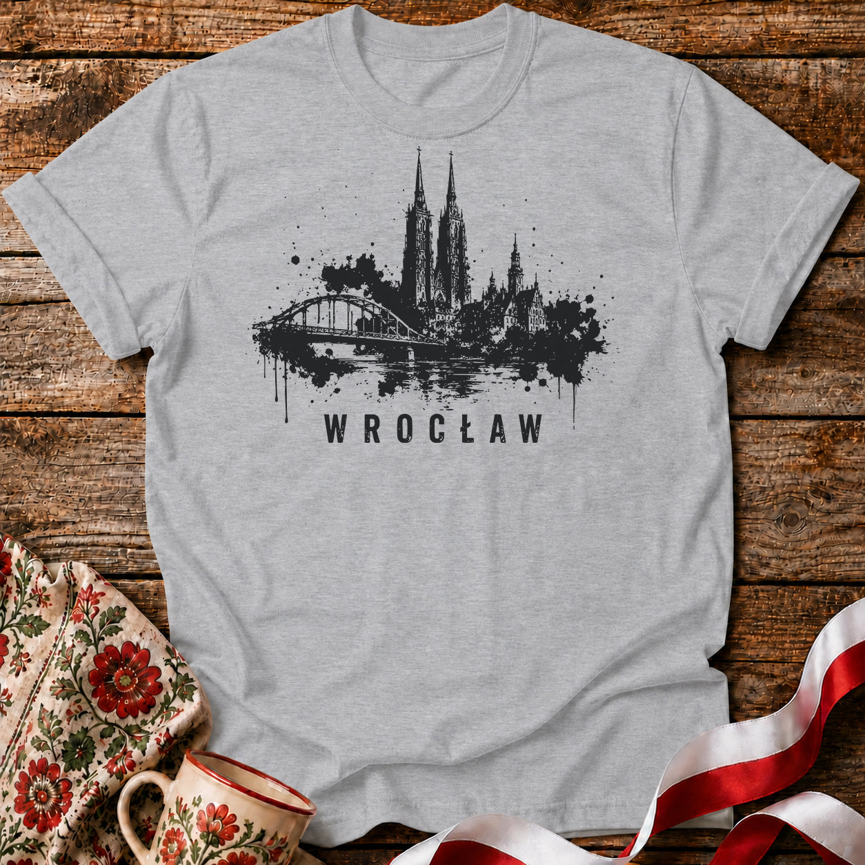 Wrocław Dark Skyline Polish City Unisex T-Shirt