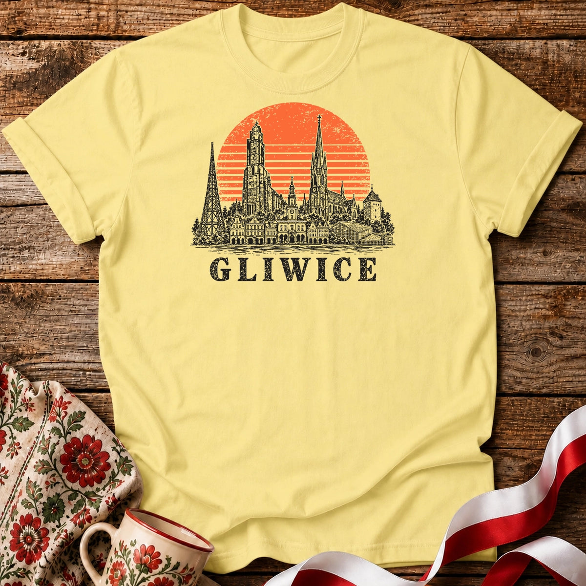 Gliwice Sunset Skyline Unisex T-Shirt