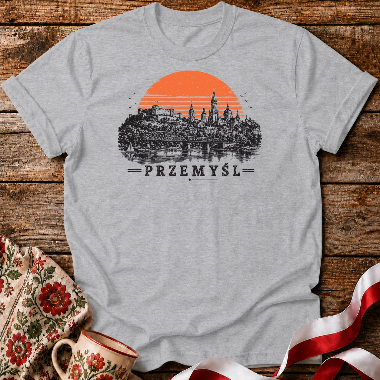 Przemyśl Sunset Skyline Polish City Unisex T-Shirt