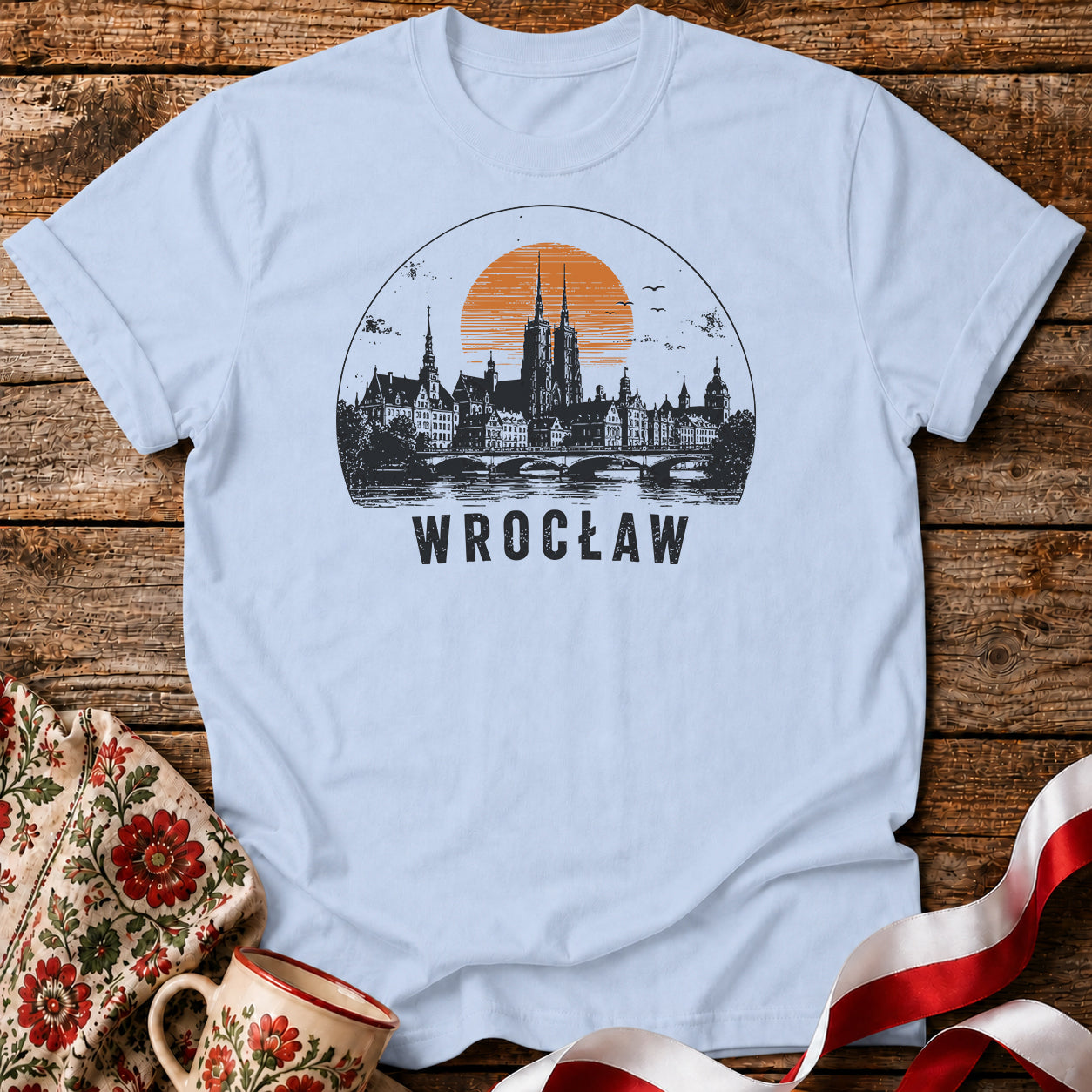 Wrocław Sunset Skyline Polish City Unisex T-Shirt