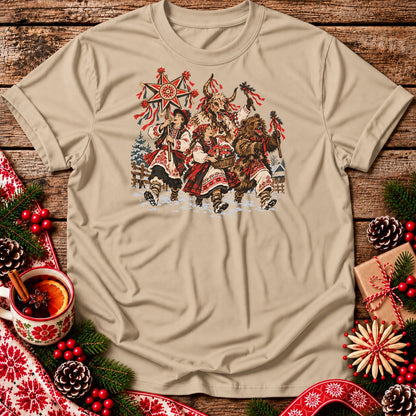 Polish Christmas Carolers with Turoń and Bear Unisex T-Shirt
