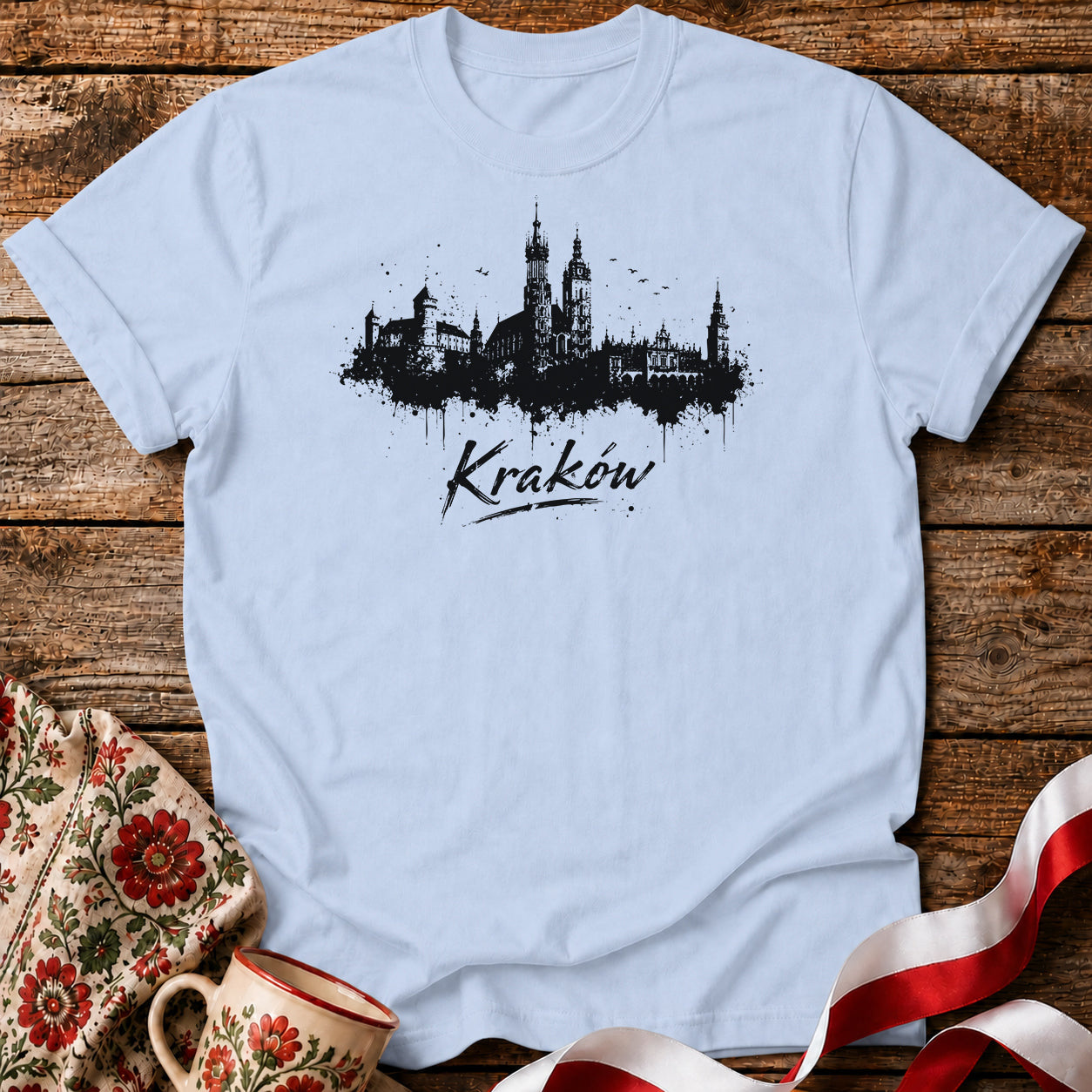 Kraków Ink Skyline Polish City Unisex T-Shirt