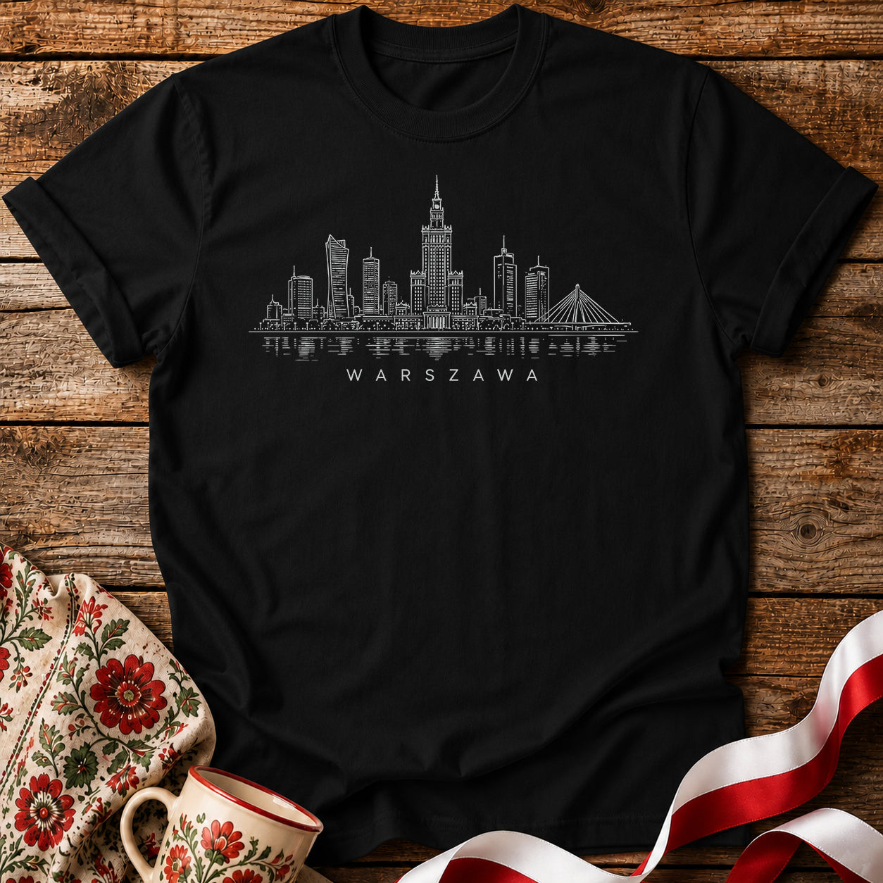 Warszawa Minimal Skyline Polish City Unisex T-Shirt