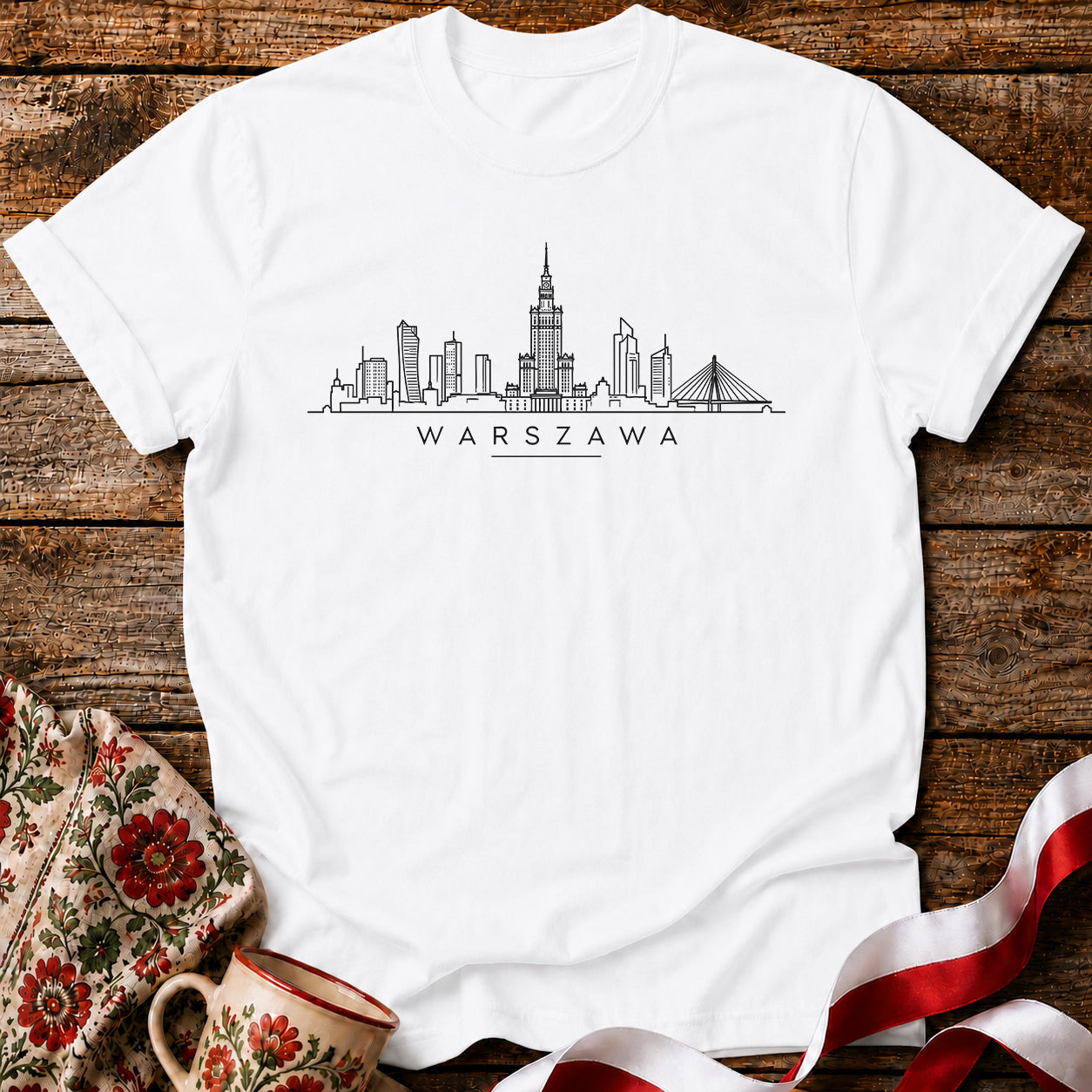 Warszawa Minimal Skyline Polish City Unisex T-Shirt