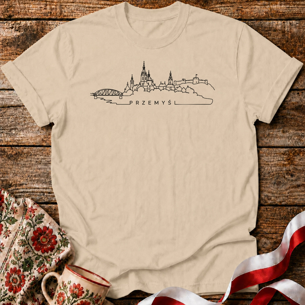 Przemyśl One-Line Skyline Polish City Unisex T-Shirt