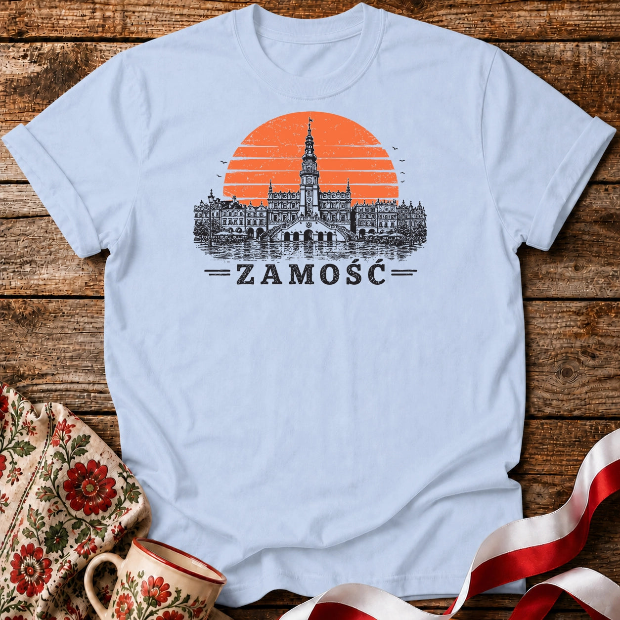 Zamość Sunset Skyline Polish City Unisex T-Shirt