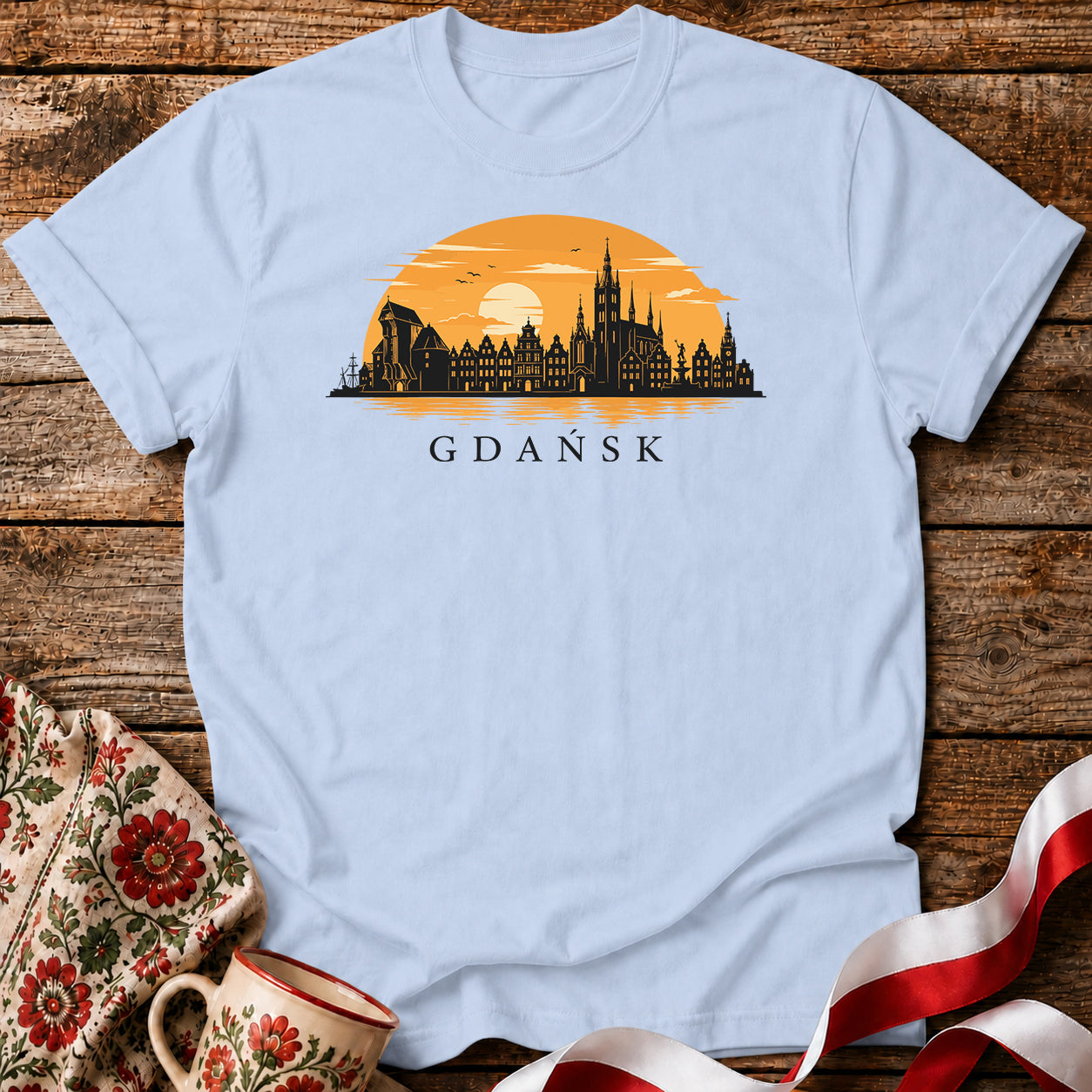 Gdańsk Golden Sunset Polish City Unisex T-Shirt