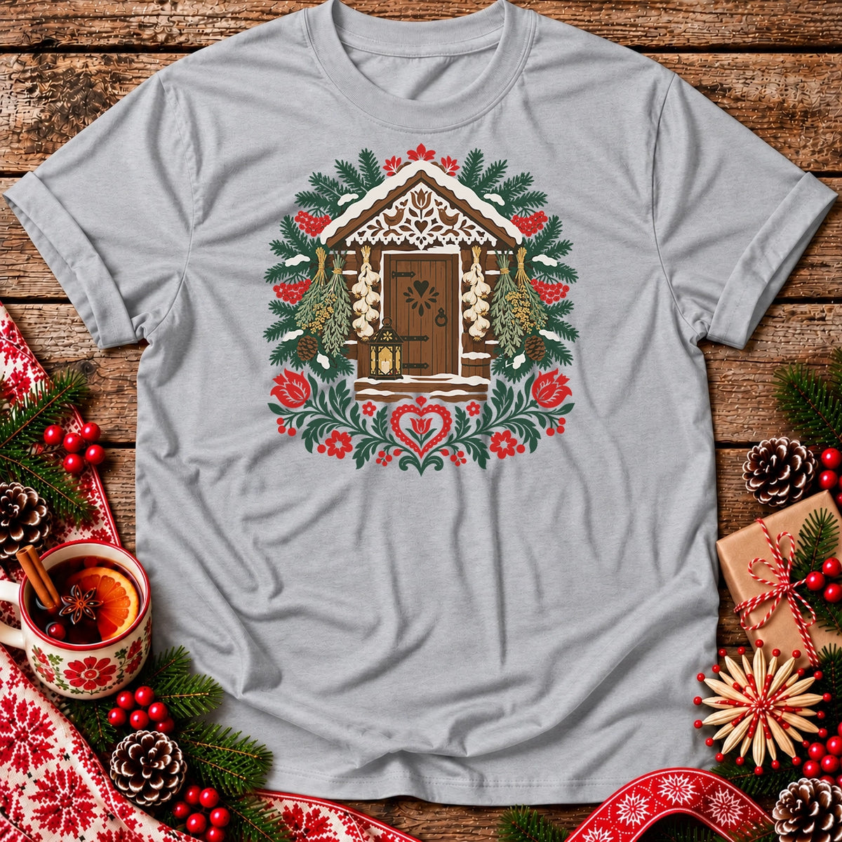 Polish Folk Christmas Cottage Unisex T-Shirt
