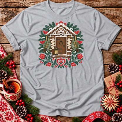 Polish Folk Christmas Cottage Unisex T-Shirt