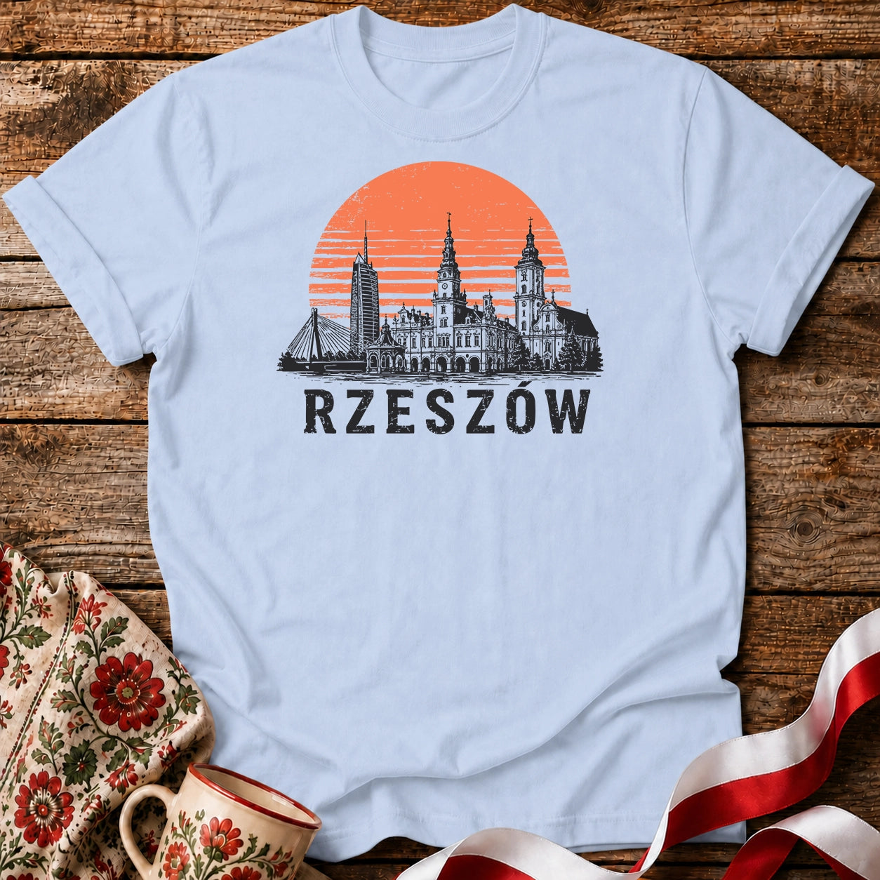Rzeszów Sunset Skyline Polish City Unisex T-Shirt