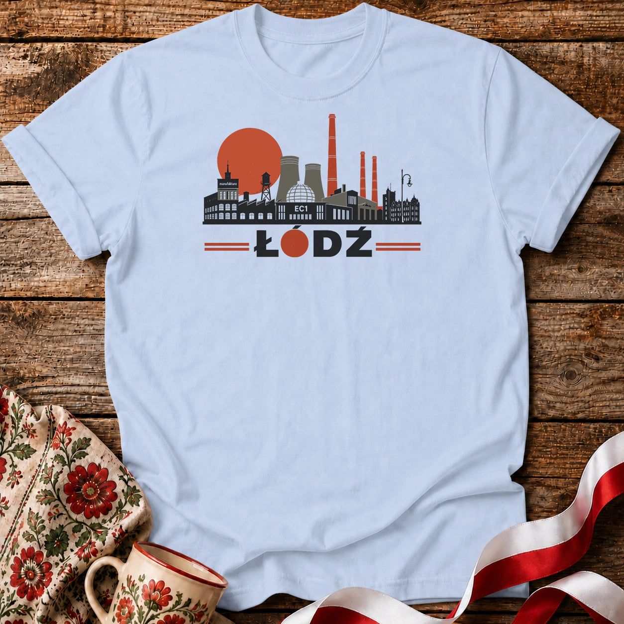 Łódź PRL Industrial Skyline Polish City Unisex T-Shirt