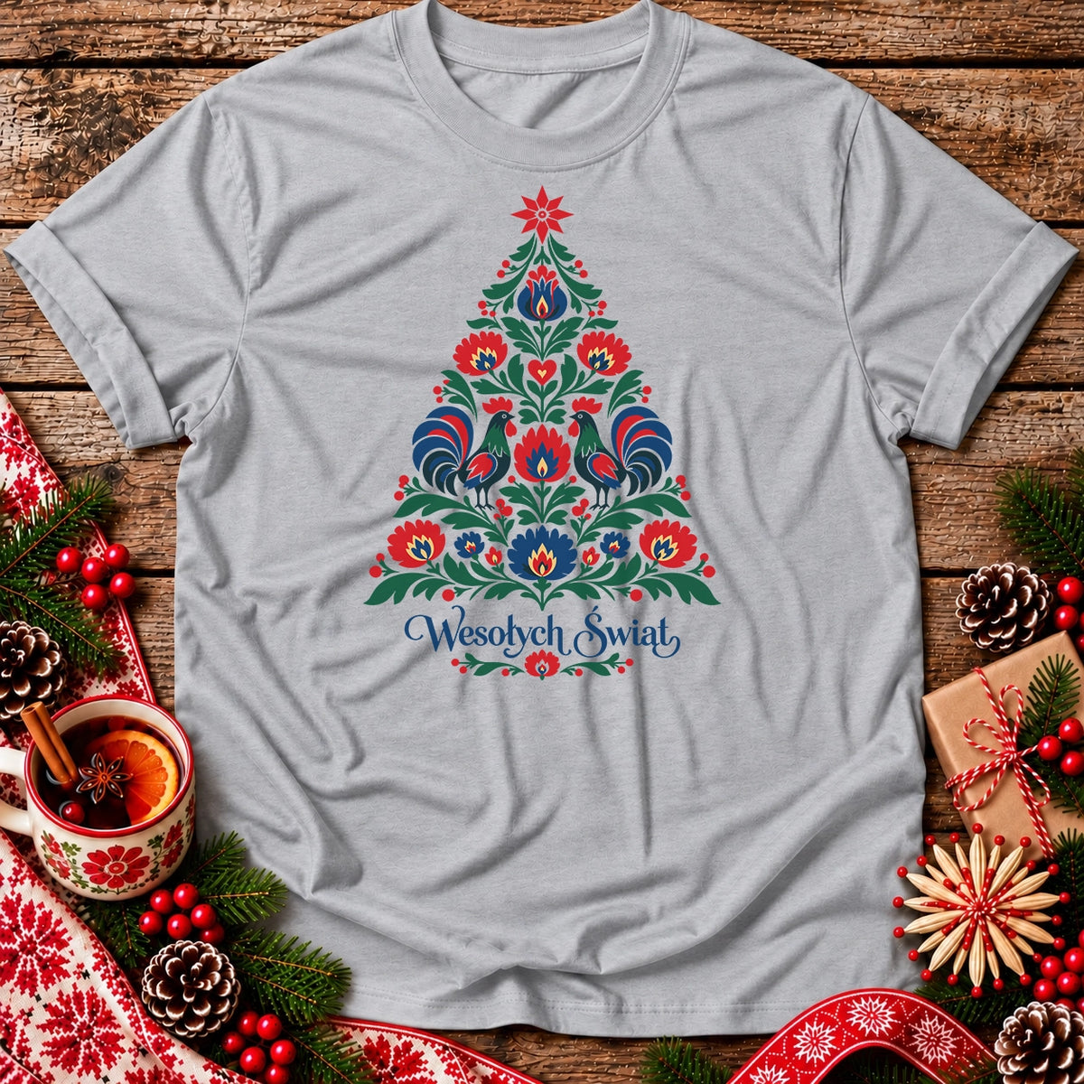 Wesołych Świąt Polish Folk Christmas Tree Unisex T-Shirt