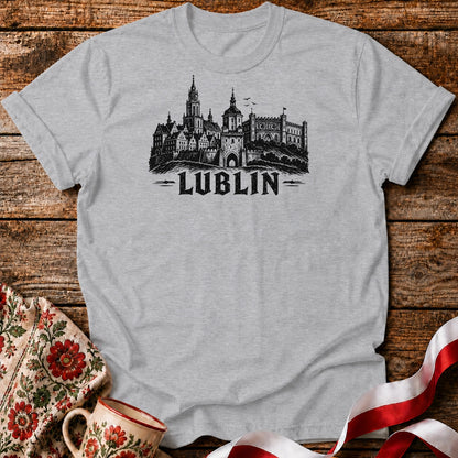 Lublin Black Ink Skyline Polish City Unisex T-Shirt