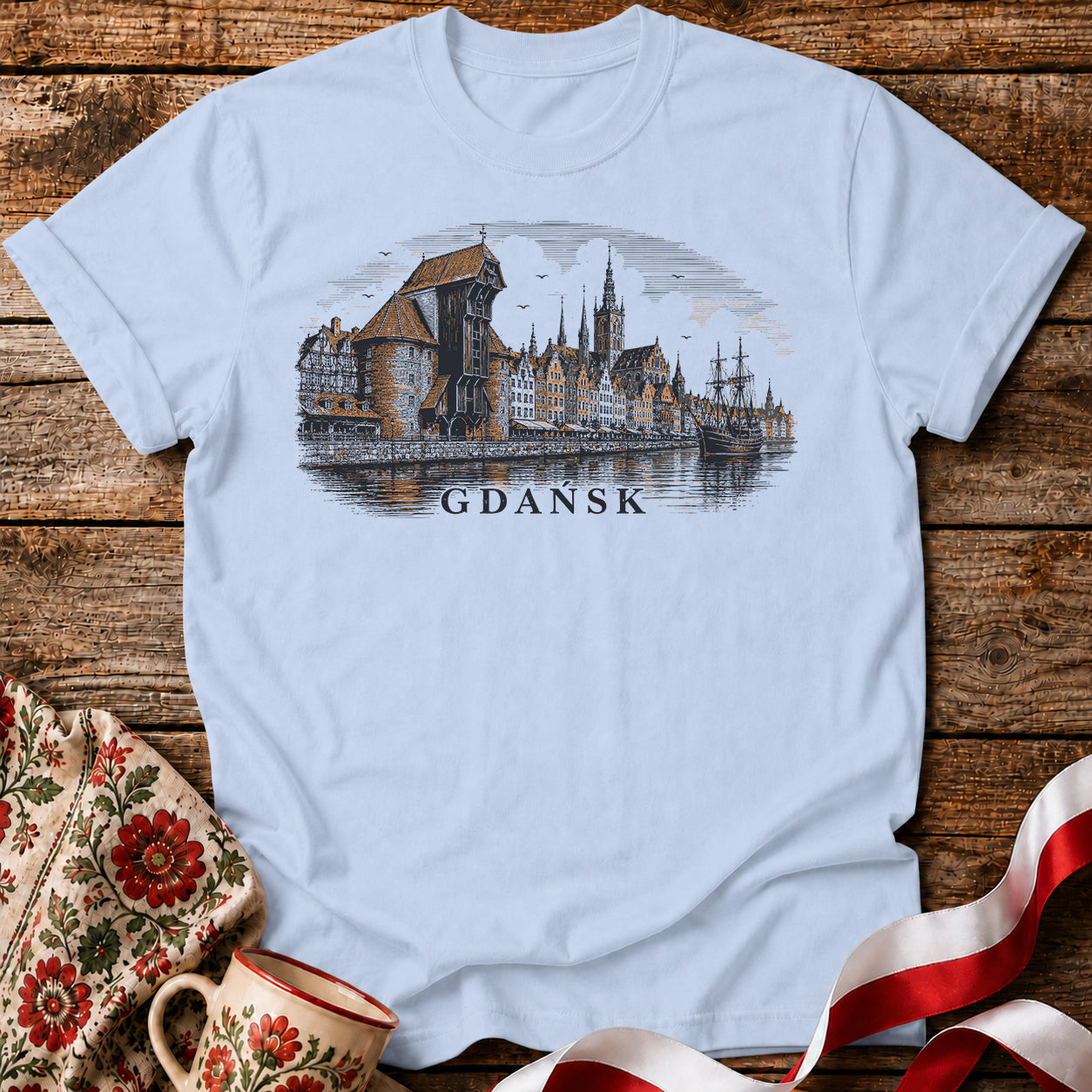 Gdańsk Skyline Polish City Unisex T-Shirt