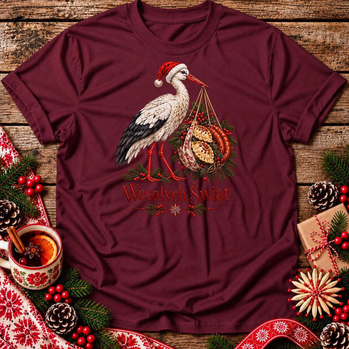 Wesołych Świąt Polish Christmas Stork Unisex T-Shirt
