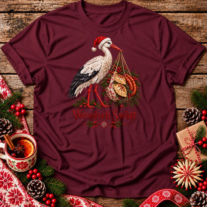Wesołych Świąt Polish Christmas Stork Unisex T-Shirt