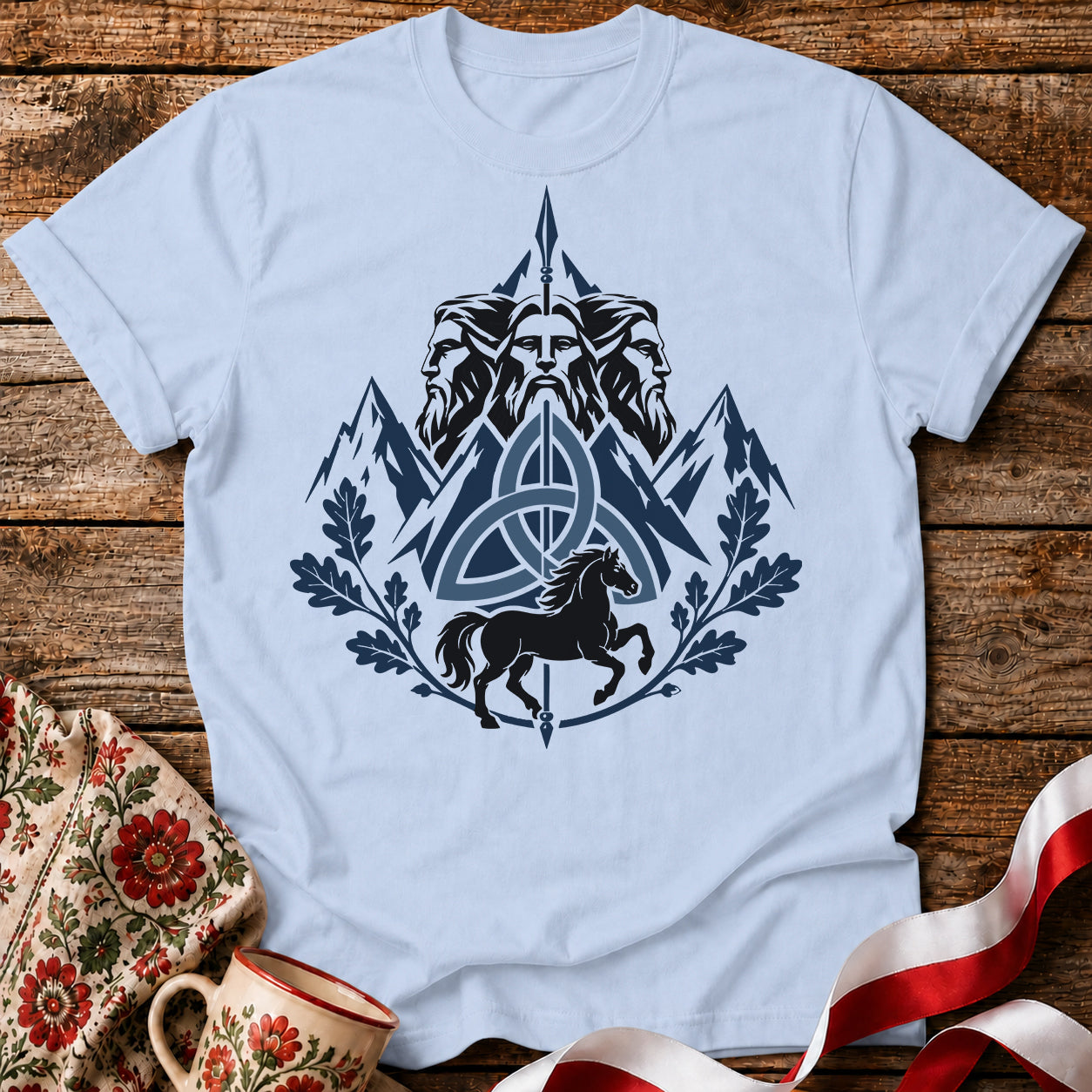 Triglav Blue Triquetra Slavic Mythology Unisex T-Shirt