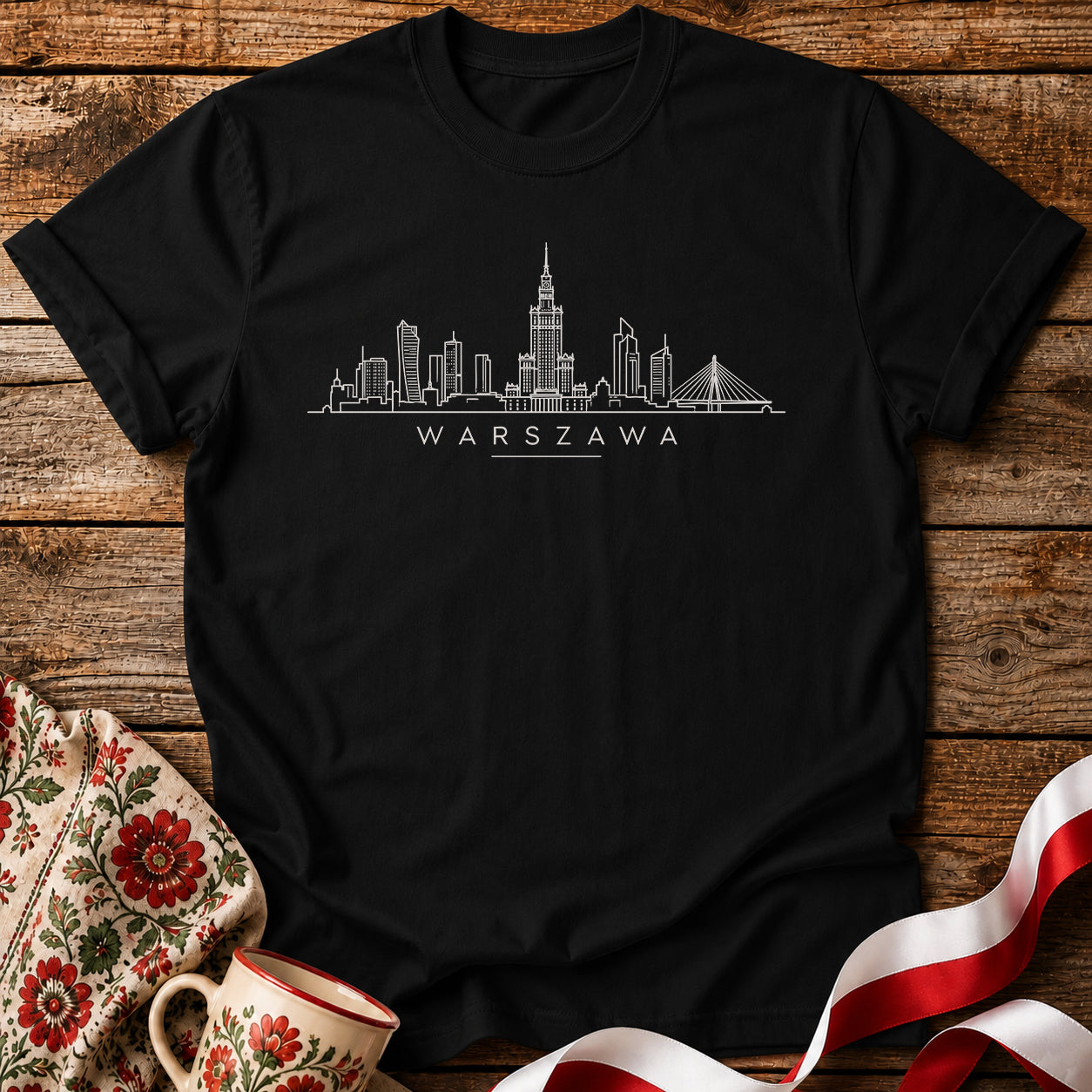Warszawa Minimal Skyline Polish City Unisex T-Shirt