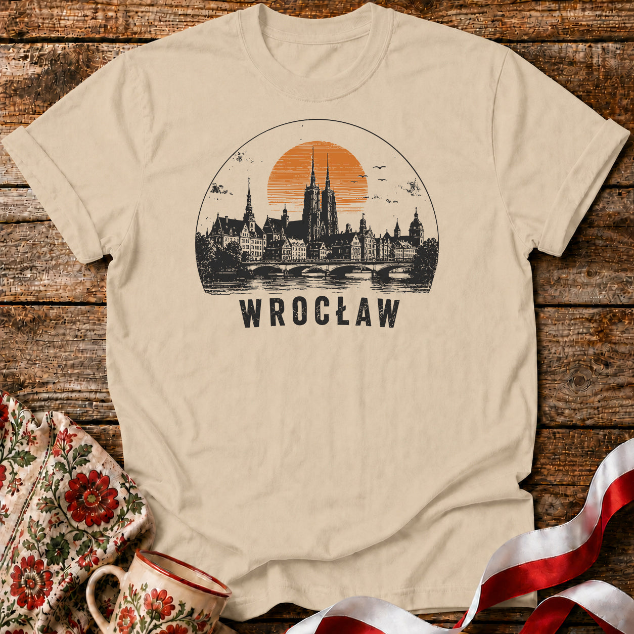 Wrocław Sunset Skyline Polish City Unisex T-Shirt