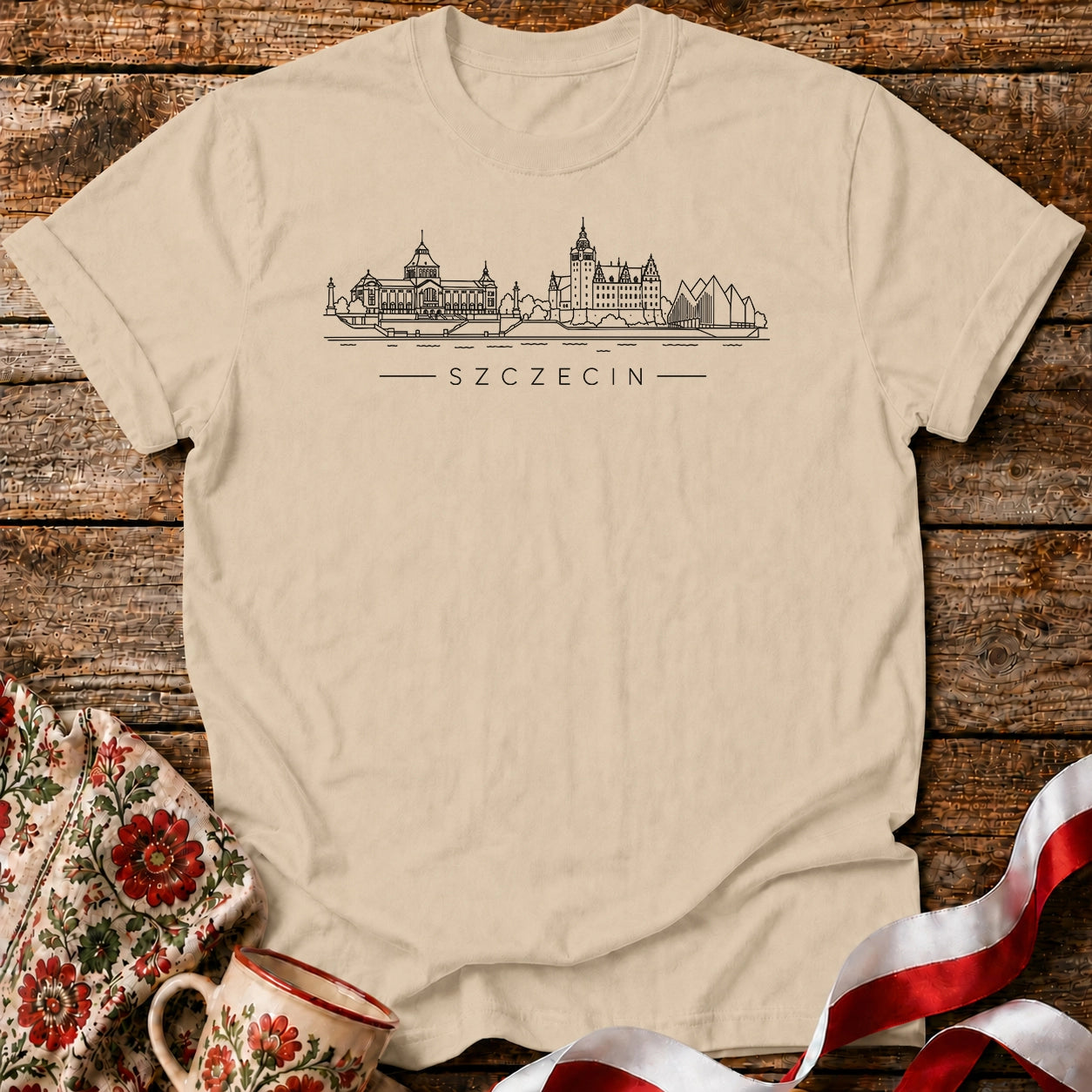 Szczecin Minimal Skyline Polish City Unisex T-Shirt