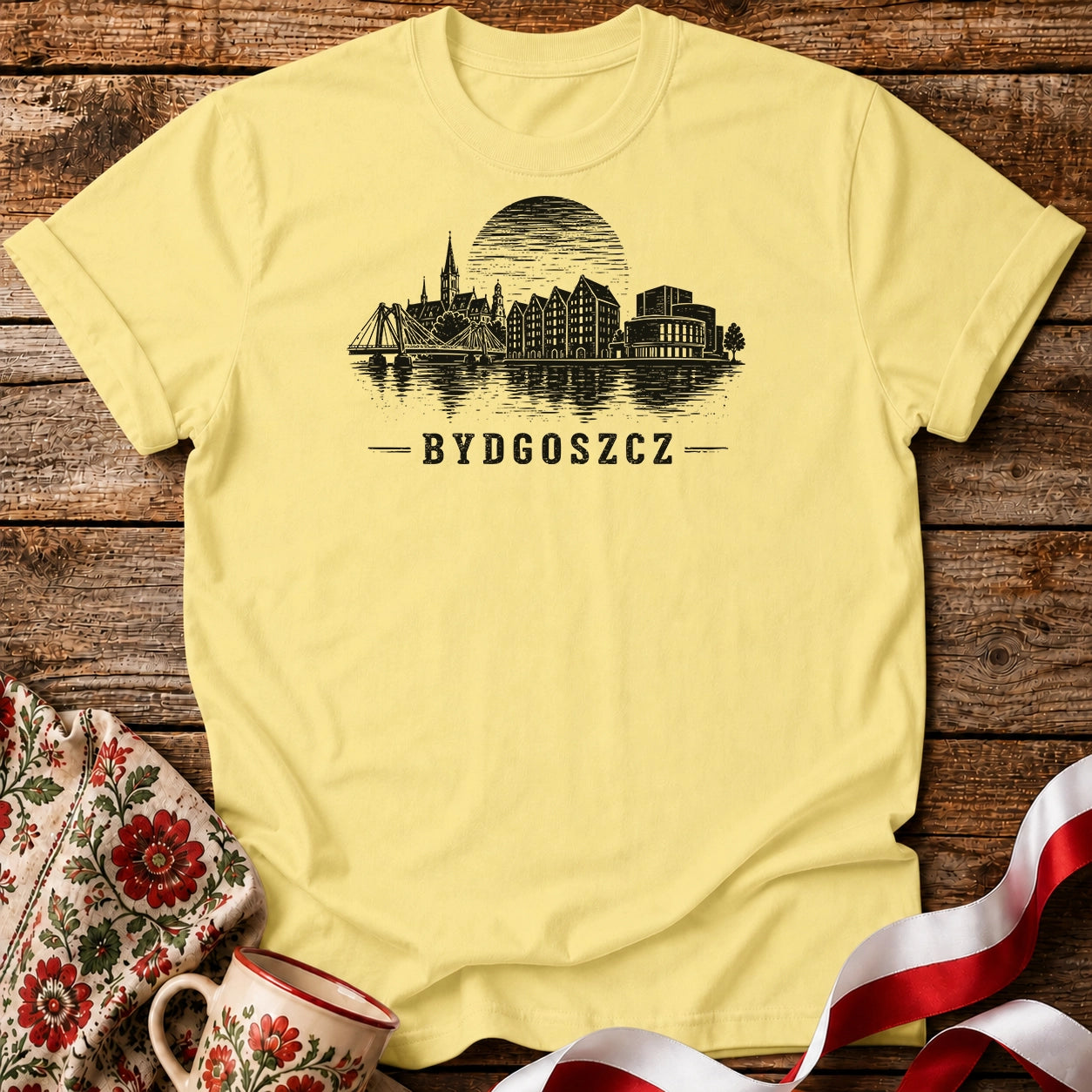 Bydgoszcz Grunge Skyline Polish City Unisex T-Shirt