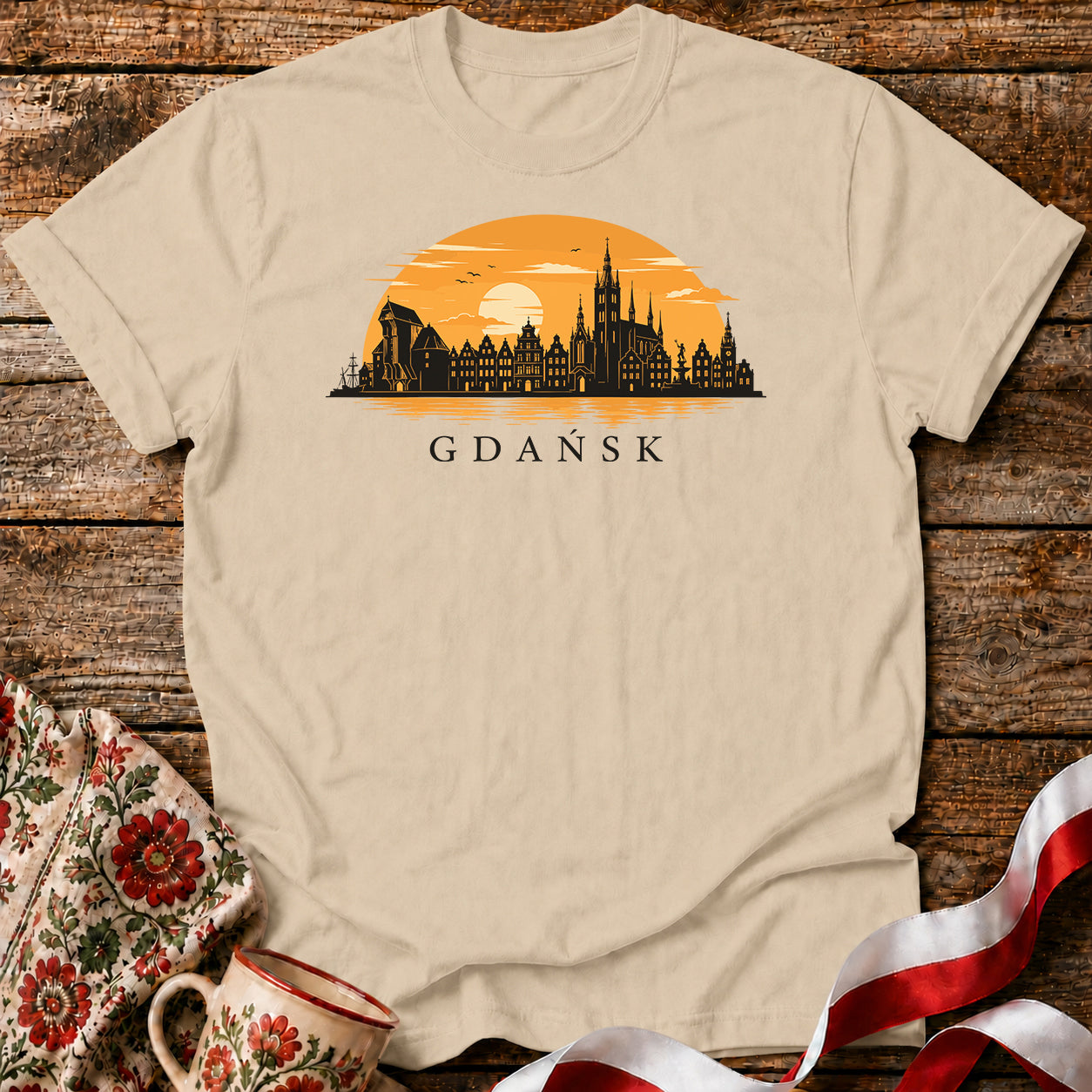 Gdańsk Golden Sunset Polish City Unisex T-Shirt