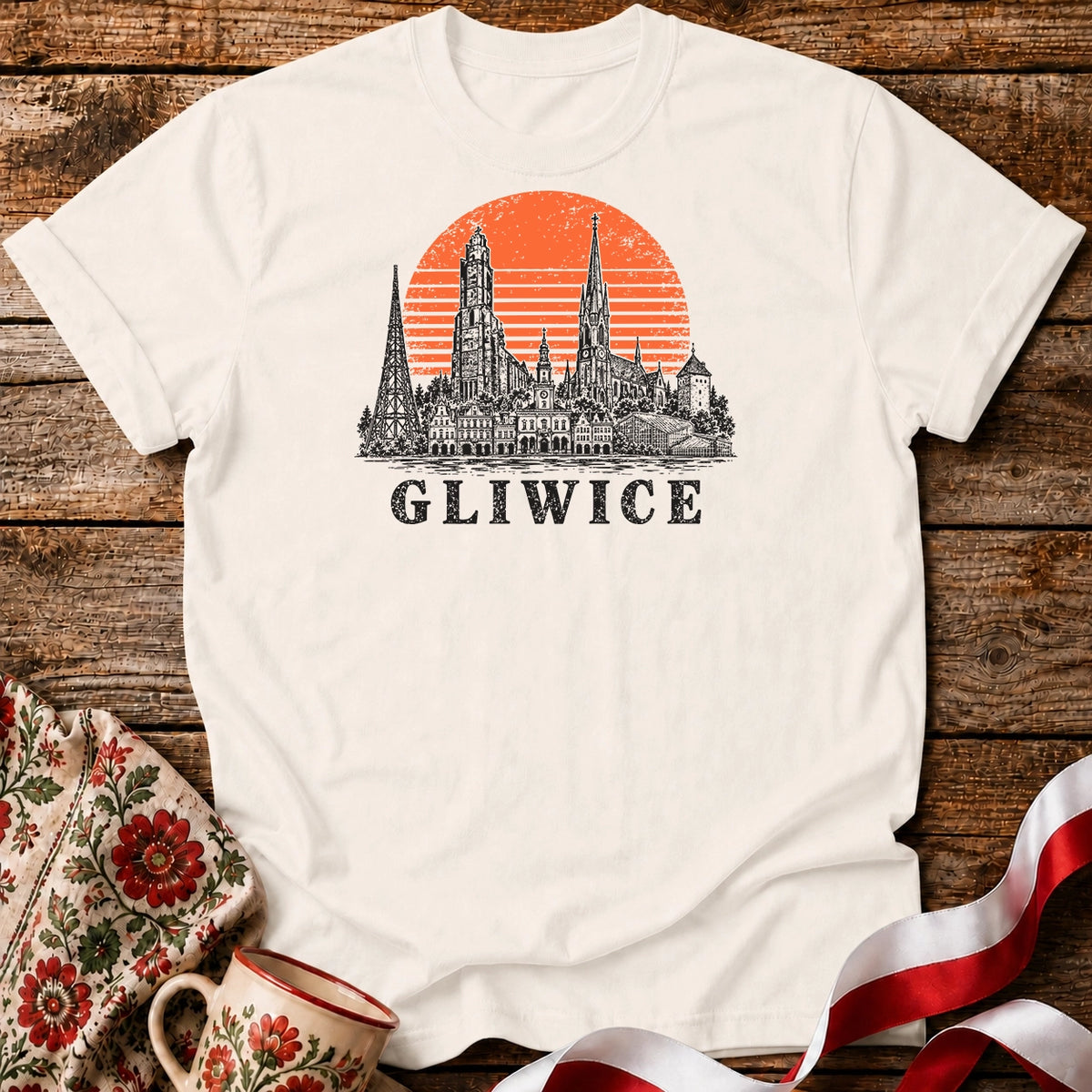 Gliwice Sunset Skyline Unisex T-Shirt