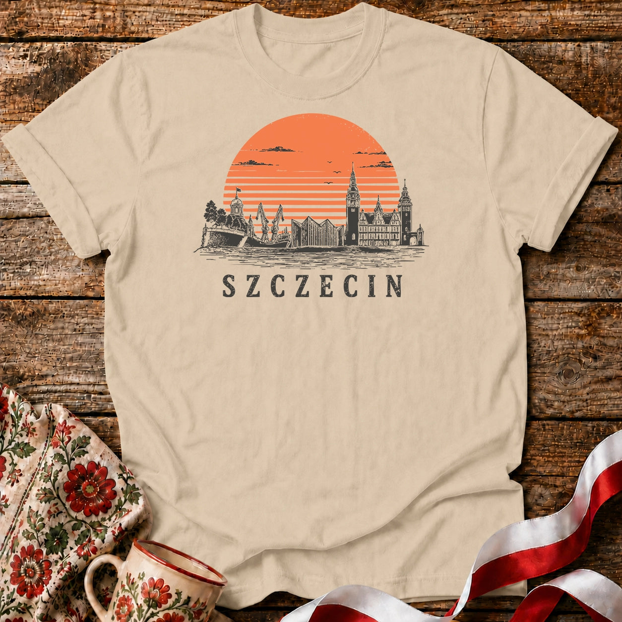 Szczecin Sunset Skyline Polish City Unisex T-Shirt
