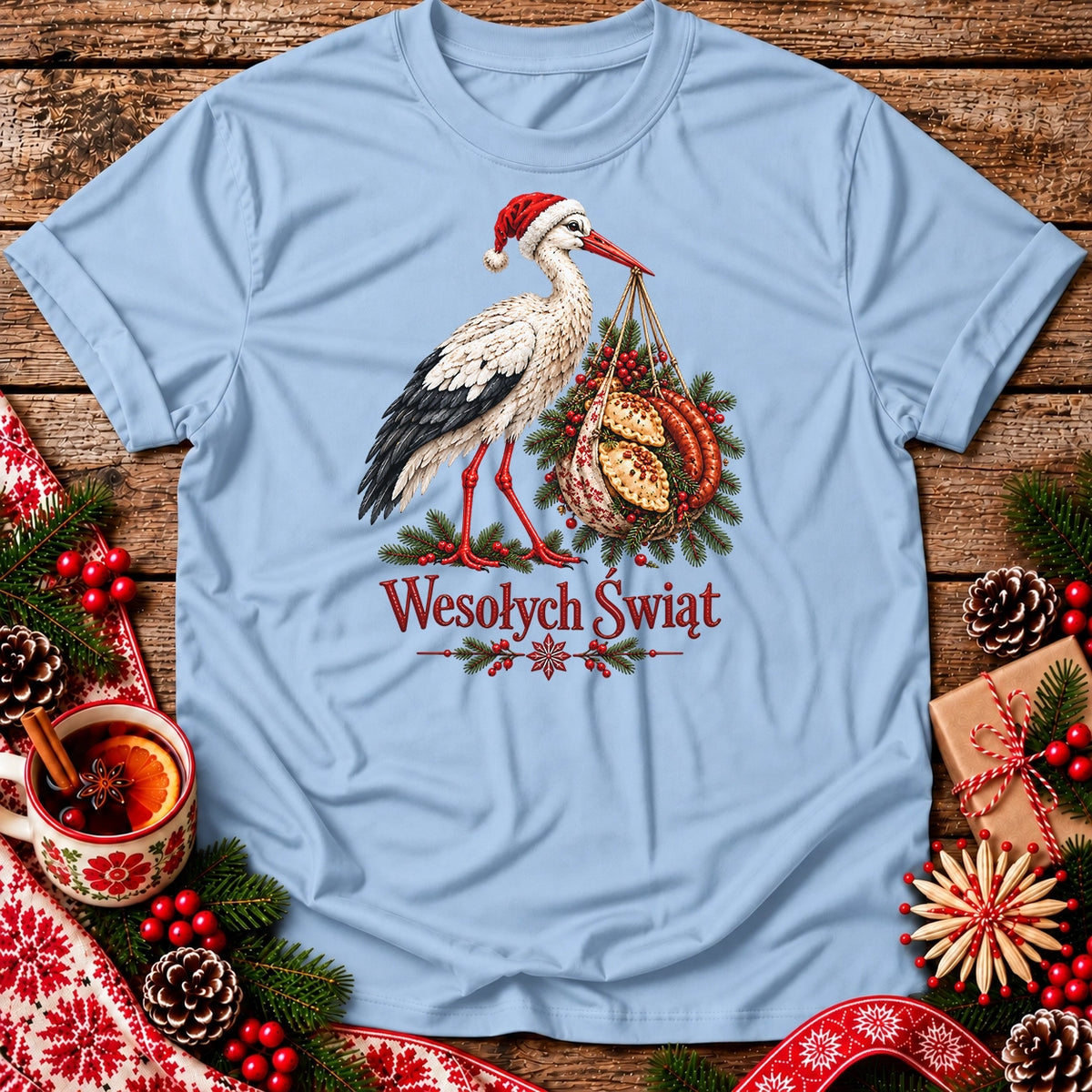 Wesołych Świąt Polish Christmas Stork Unisex T-Shirt