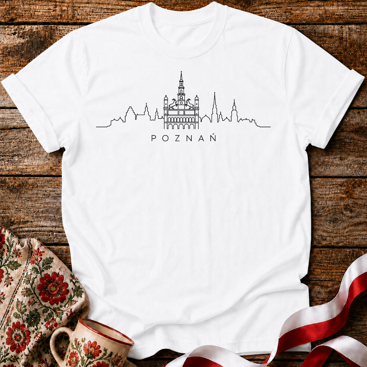 Poznań Minimal Skyline Polish City Unisex T-Shirt