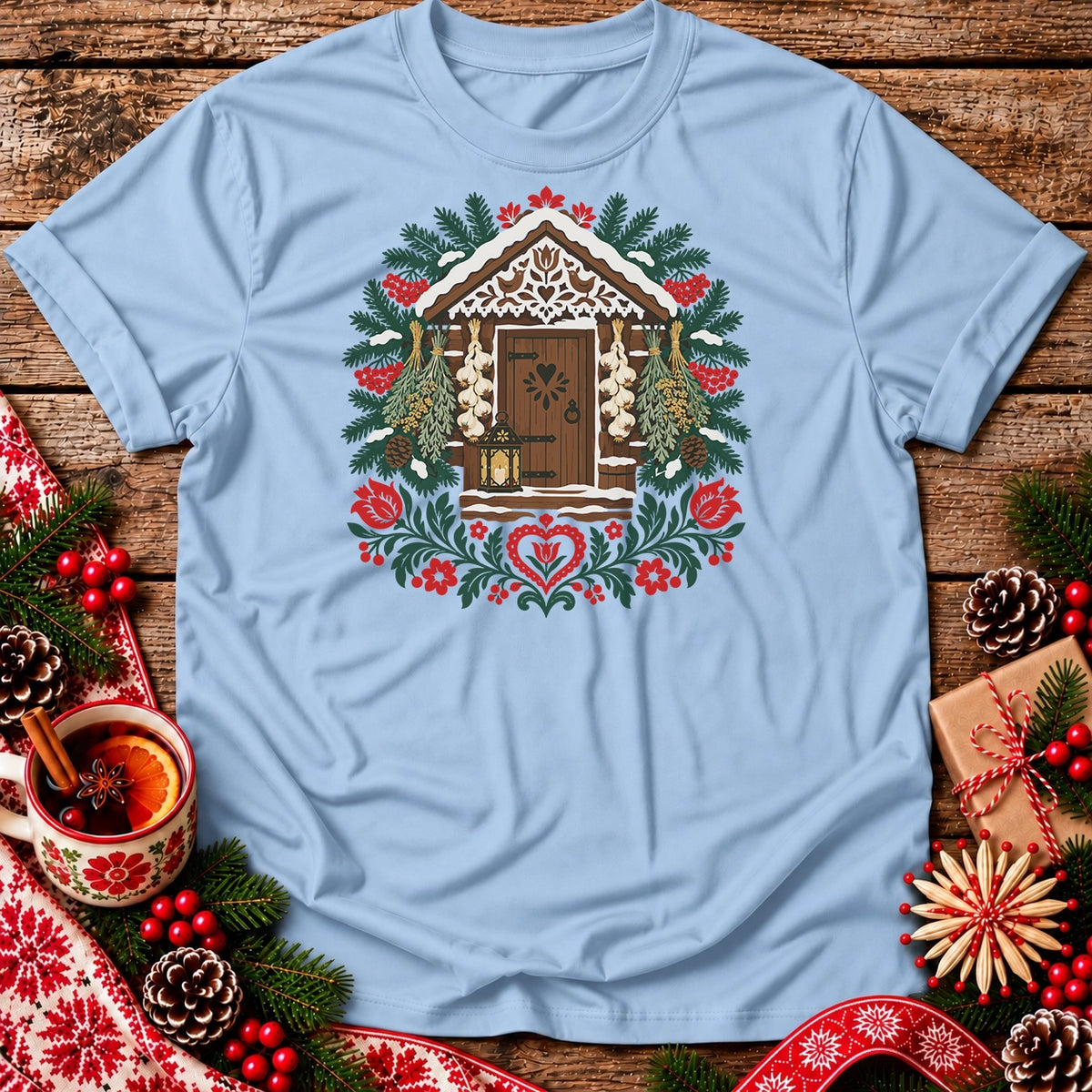 Polish Folk Christmas Cottage Unisex T-Shirt
