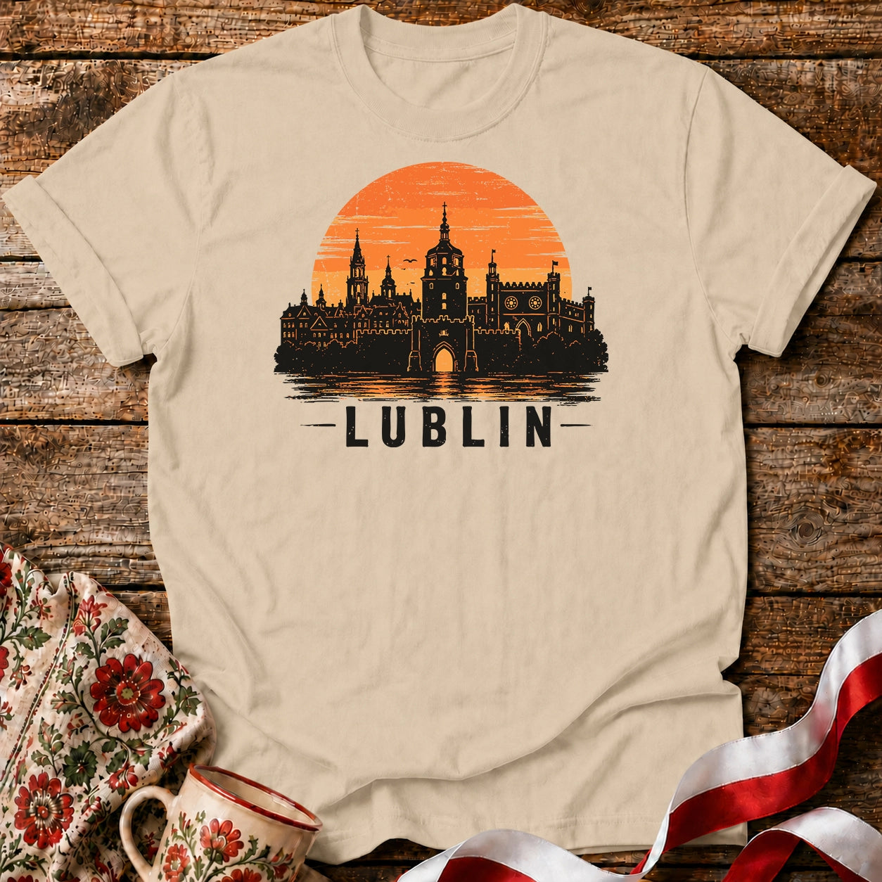 Lublin Sunset Skyline Polish City Unisex T-Shirt