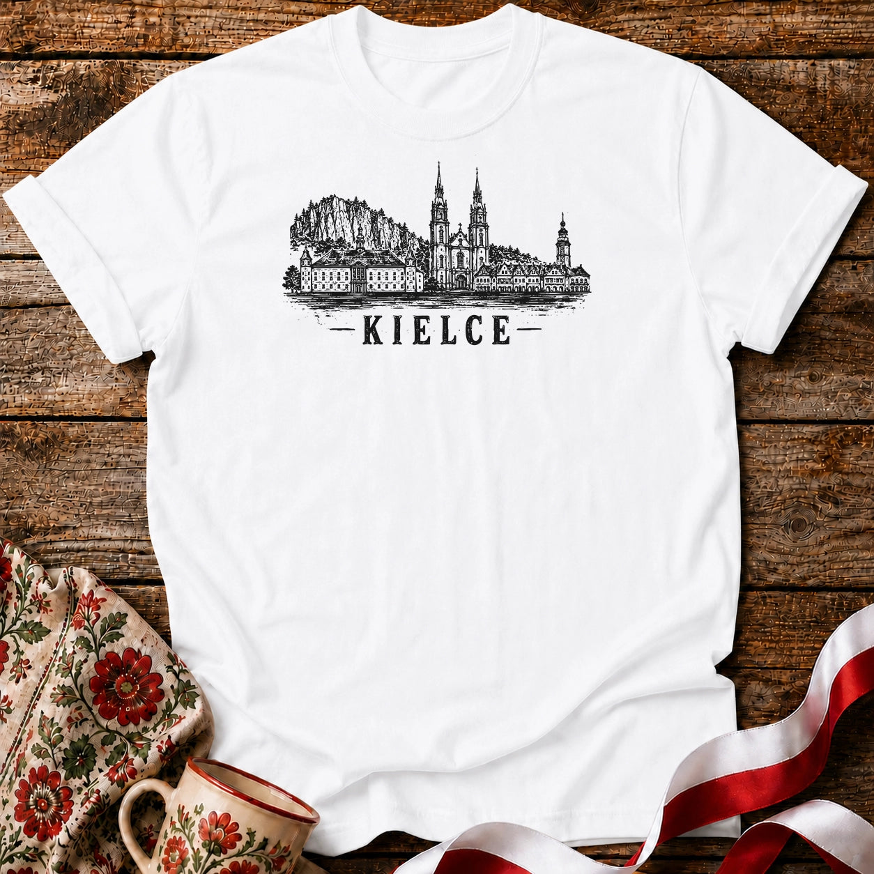 Kielce Grunge Skyline Polish City Unisex T-Shirt