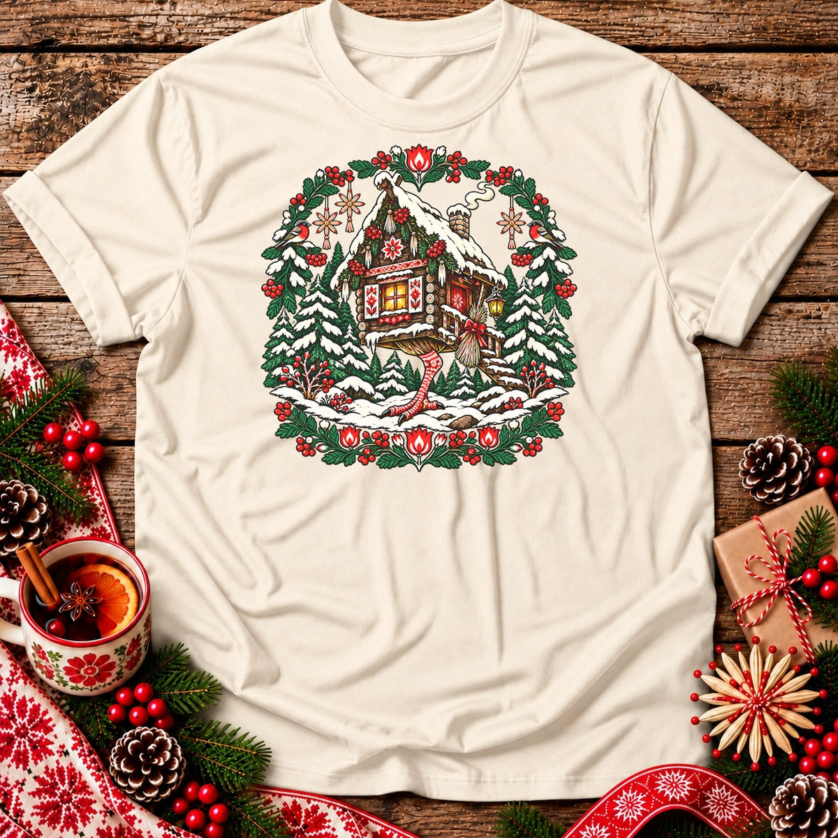 Christmas Baba Yaga Folk Hut Unisex T-Shirt
