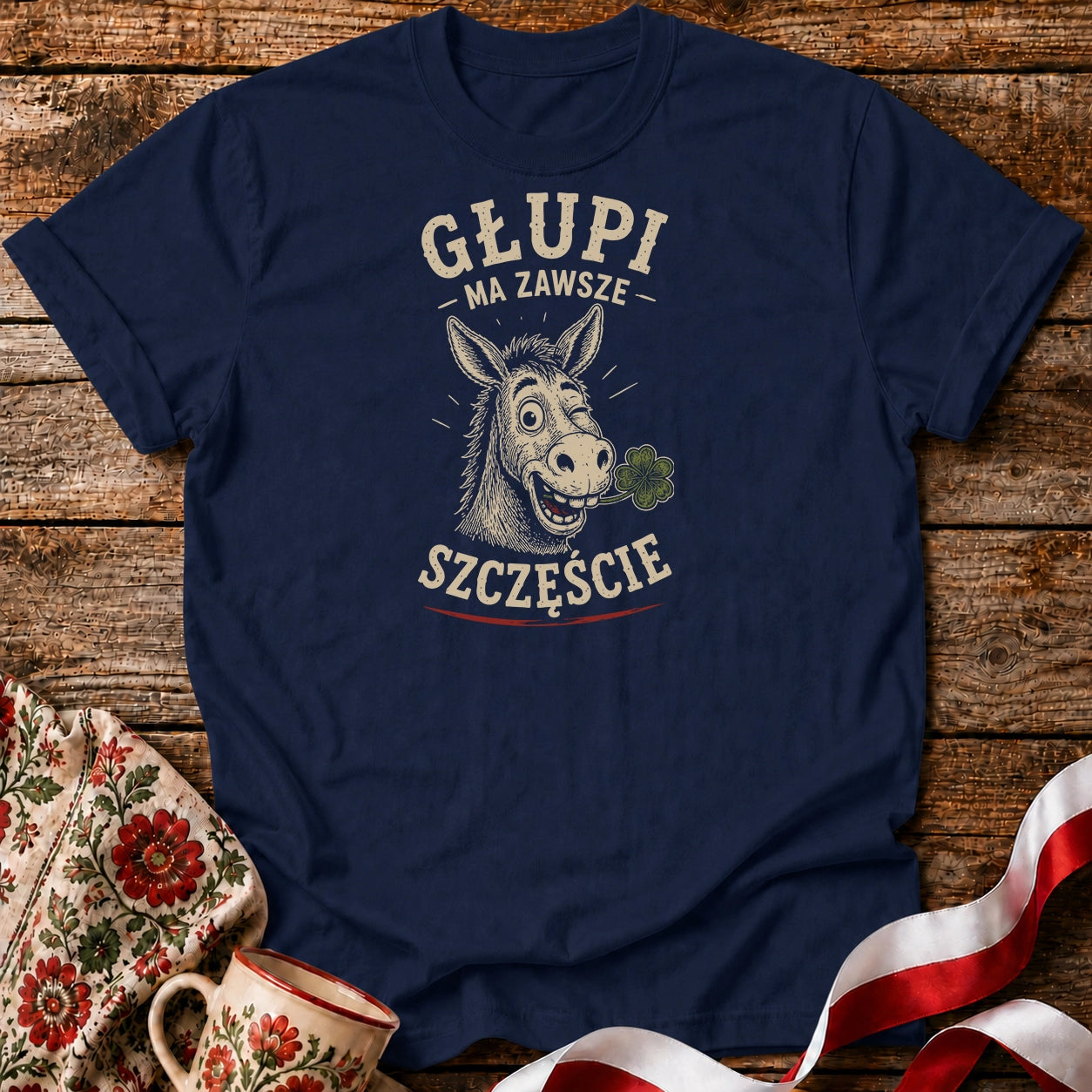 Głupi Ma Szczęście Unisex T-Shirt