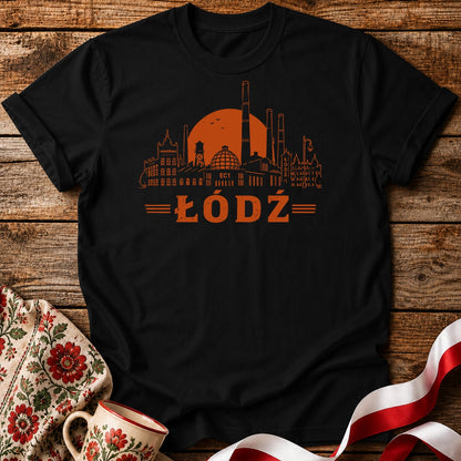 Łódź Sunset Industrial Skyline Polish City Unisex T-Shirt