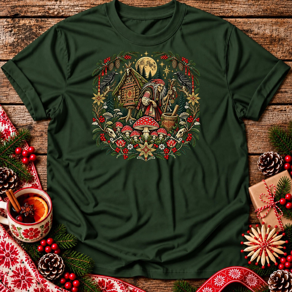 Christmas Baba Yaga and Chicken-Legged Hut Unisex T-Shirt