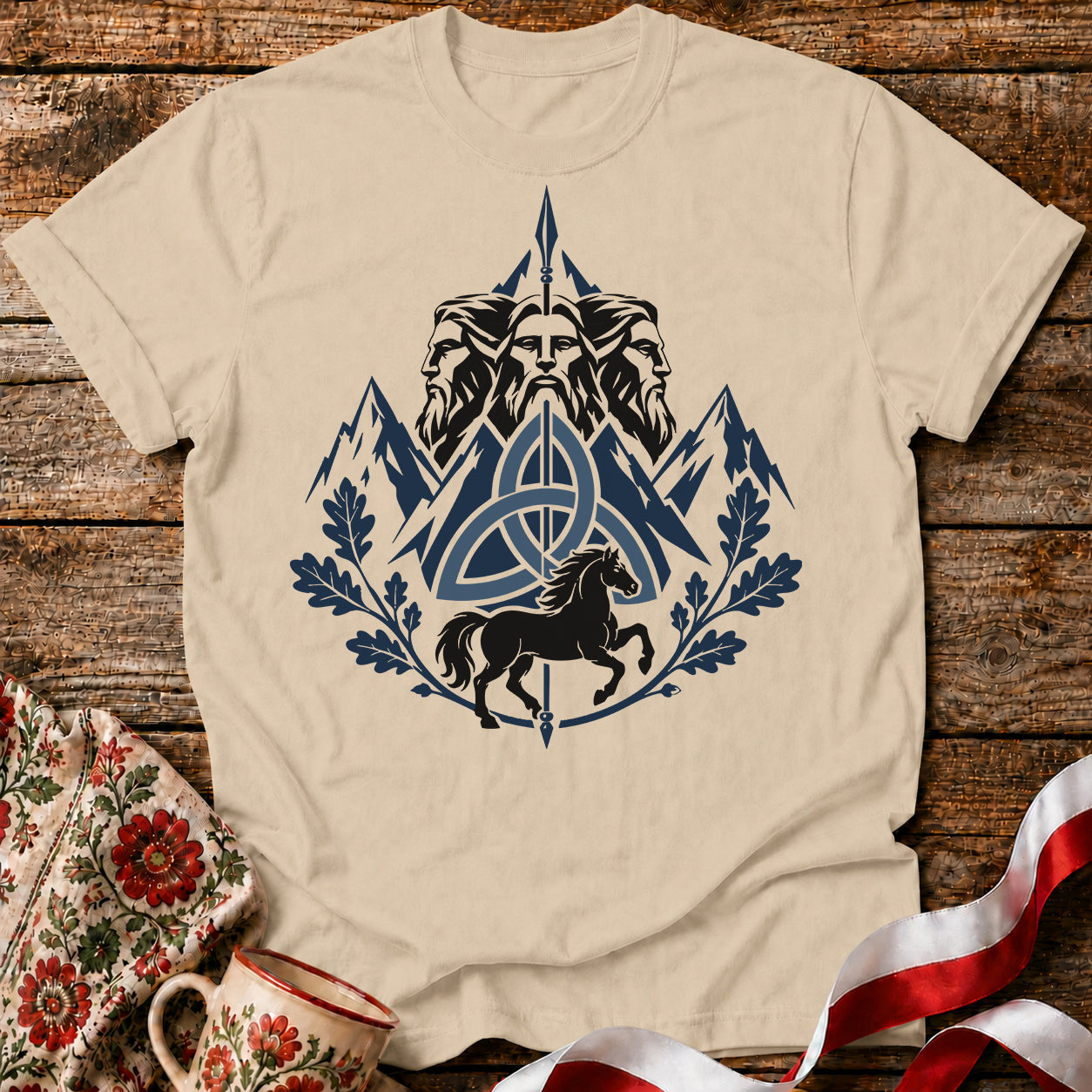 Triglav Blue Triquetra Slavic Mythology Unisex T-Shirt