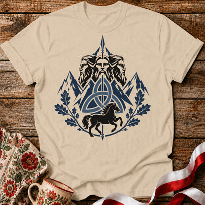 Triglav Blue Triquetra Slavic Mythology Unisex T-Shirt