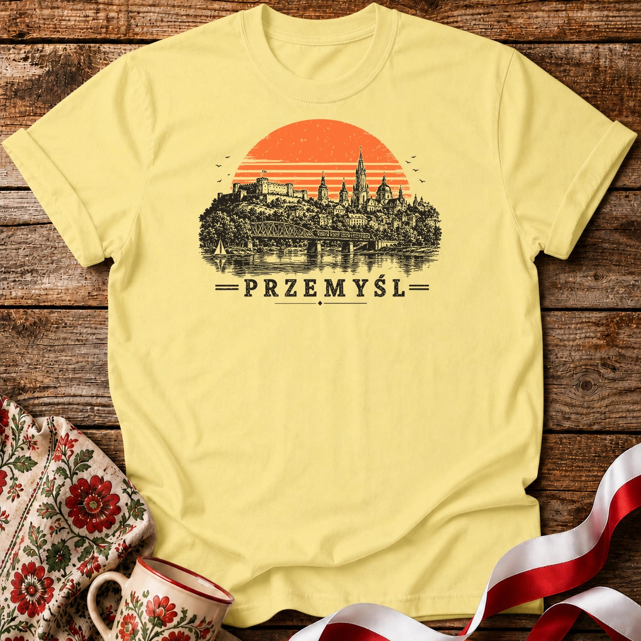 Przemyśl Sunset Skyline Polish City Unisex T-Shirt
