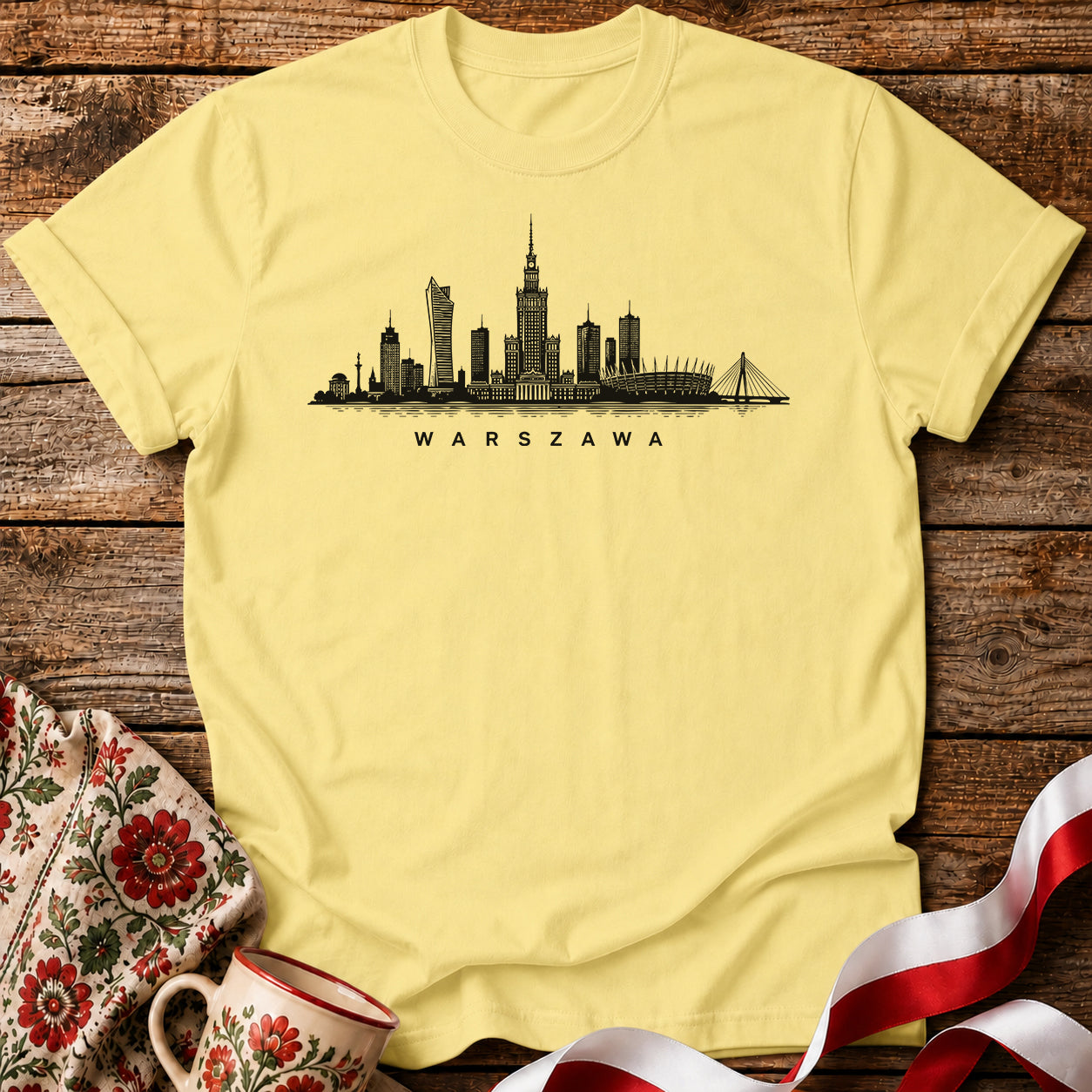 Warszawa Minimal Skyline Polish City Unisex T-Shirt