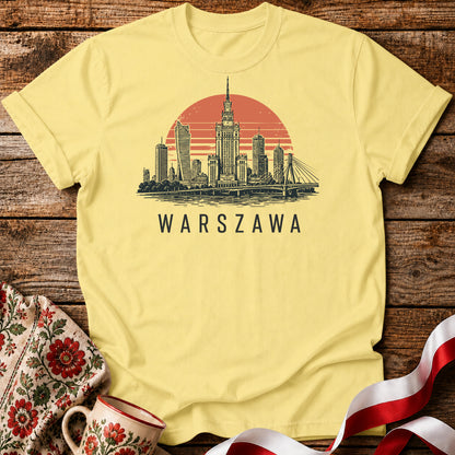 Warszawa Sunset Skyline Polish City Unisex T-Shirt
