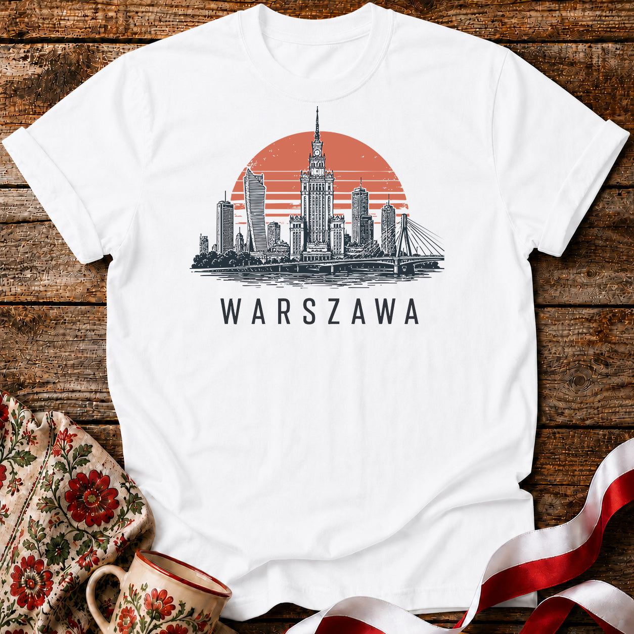 Warszawa Sunset Skyline Polish City Unisex T-Shirt