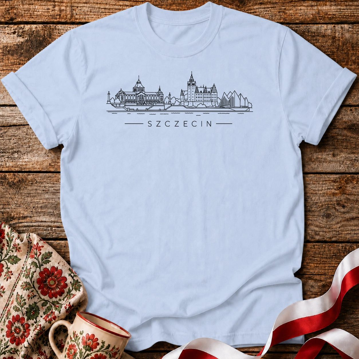 Szczecin Minimal Skyline Polish City Unisex T-Shirt