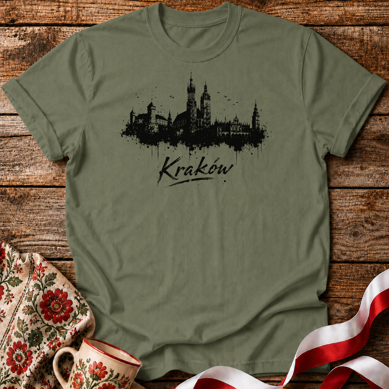 Kraków Ink Skyline Polish City Unisex T-Shirt