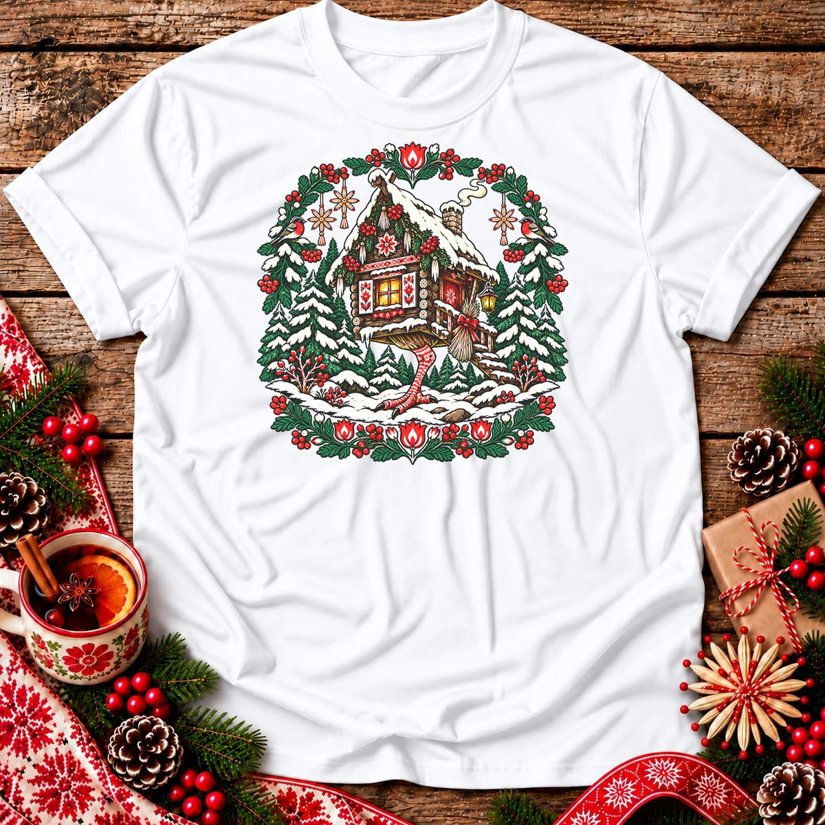 Christmas Baba Yaga Folk Hut Unisex T-Shirt